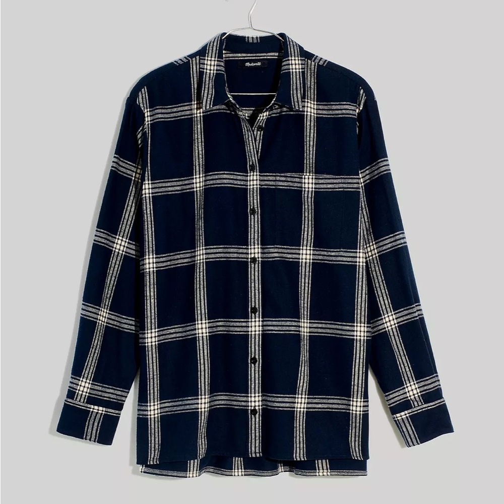 Madewell oversized ex-boyfriend flannel ashen sand plaid small